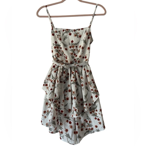 Exlura Floral Tiered Ruffle Smocked Shorts Romper - Picture 2 of 12